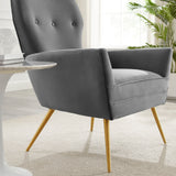 Renata Button Tufted Performance Velvet Armchair - Mid-Century Modern & Stain-Resistant
