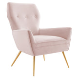 Renata Button Tufted Performance Velvet Armchair - Mid-Century Modern & Stain-Resistant