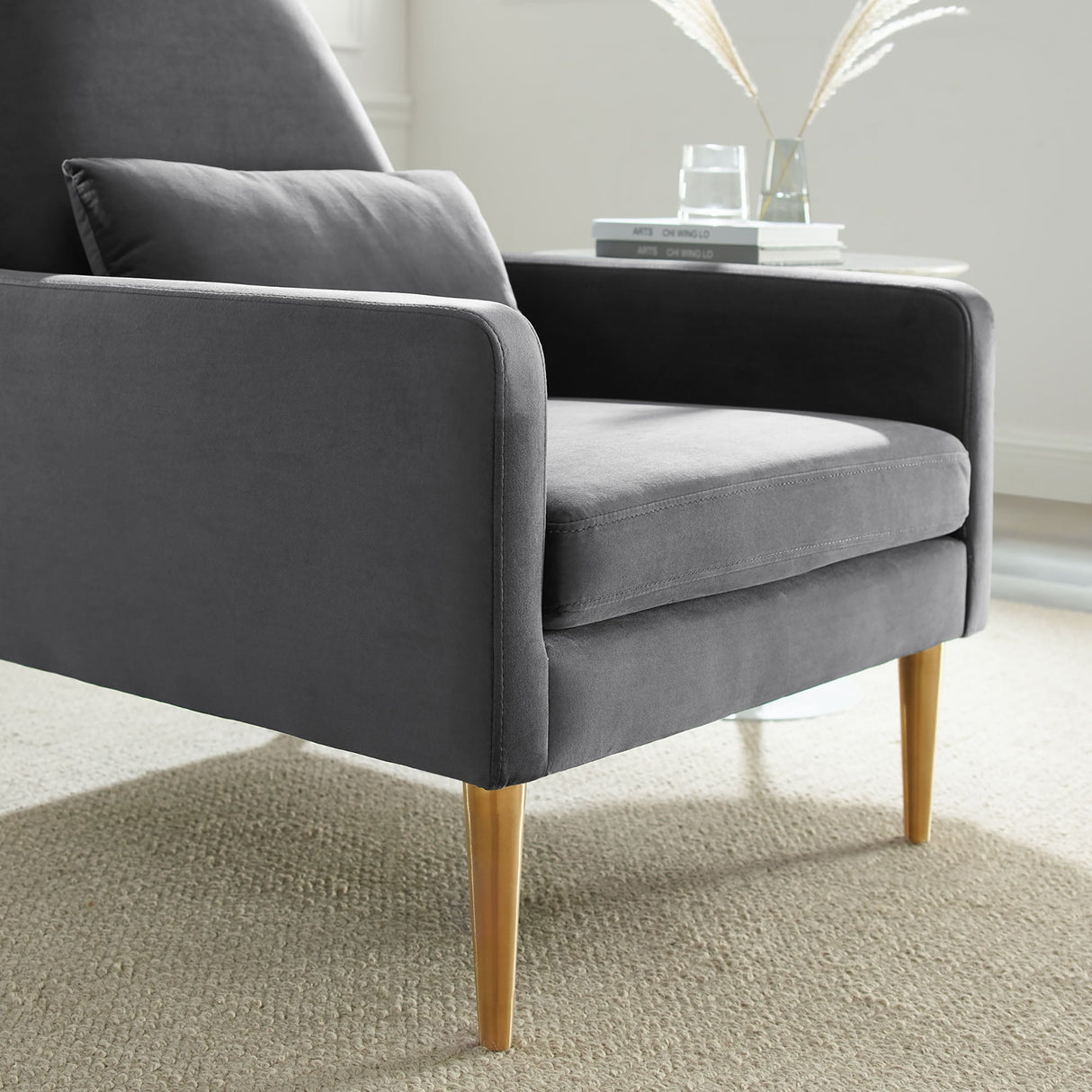 Liliana Performance Velvet Armchair - Mid-Century Modern & Stain-Resistant