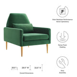 Liliana Performance Velvet Armchair - Mid-Century Modern & Stain-Resistant