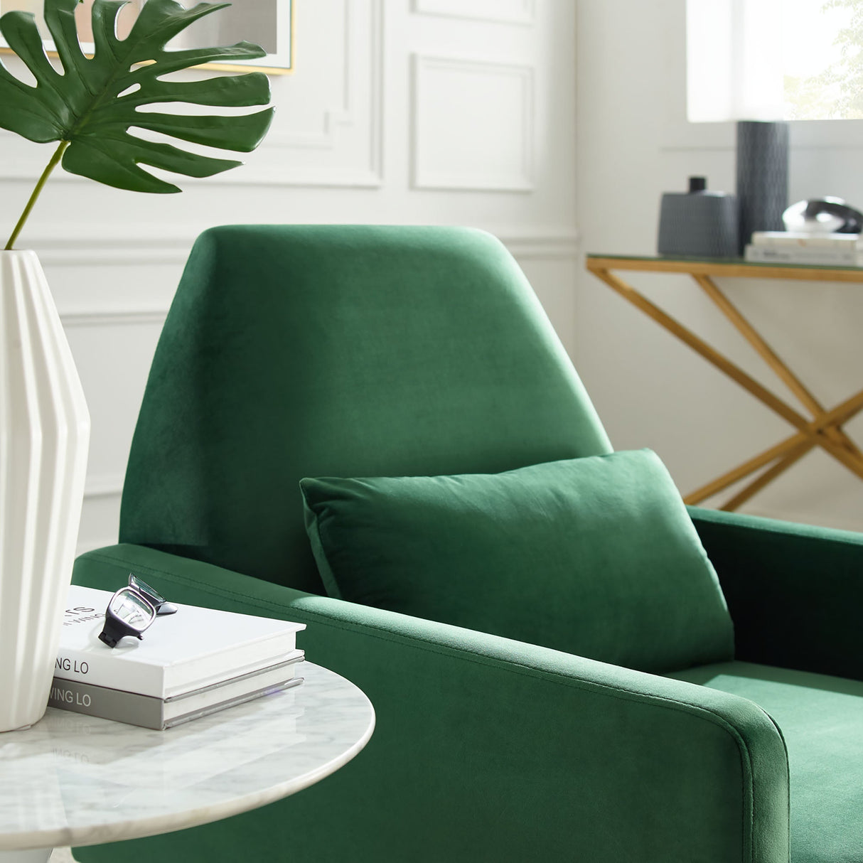 Liliana Performance Velvet Armchair - Mid-Century Modern & Stain-Resistant