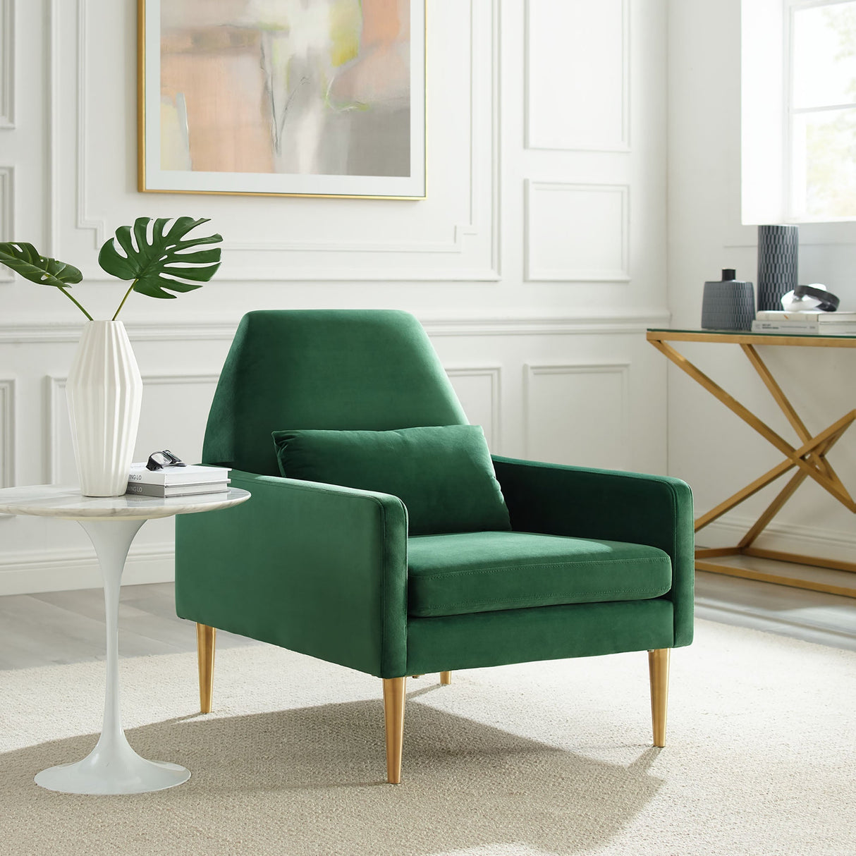 Liliana Performance Velvet Armchair - Mid-Century Modern & Stain-Resistant