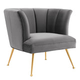 Veronica Channel Tufted Performance Velvet Armchair - Mid-Century Modern & Stain-Resistant