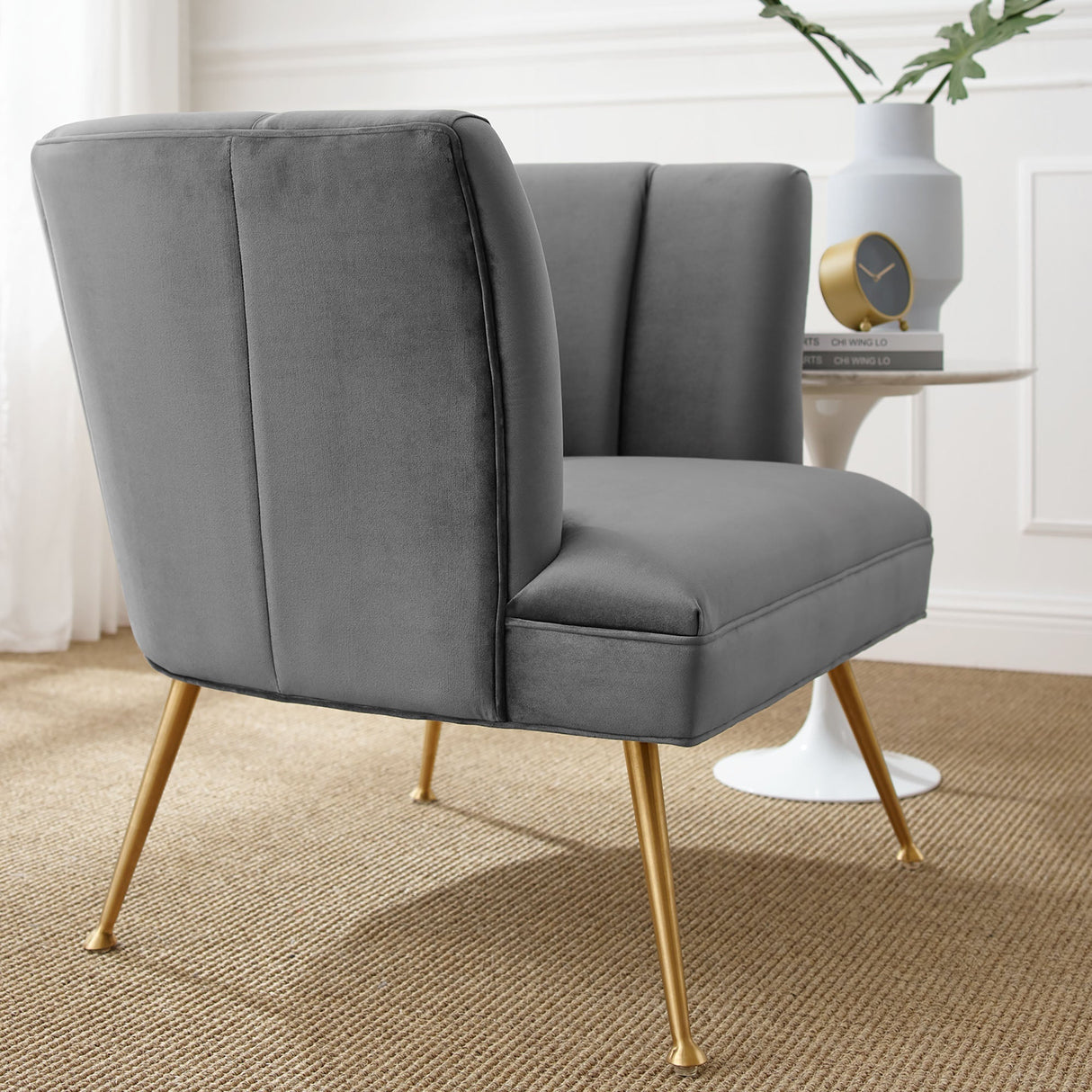 Veronica Channel Tufted Performance Velvet Armchair - Mid-Century Modern & Stain-Resistant
