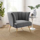 Veronica Channel Tufted Performance Velvet Armchair - Mid-Century Modern & Stain-Resistant