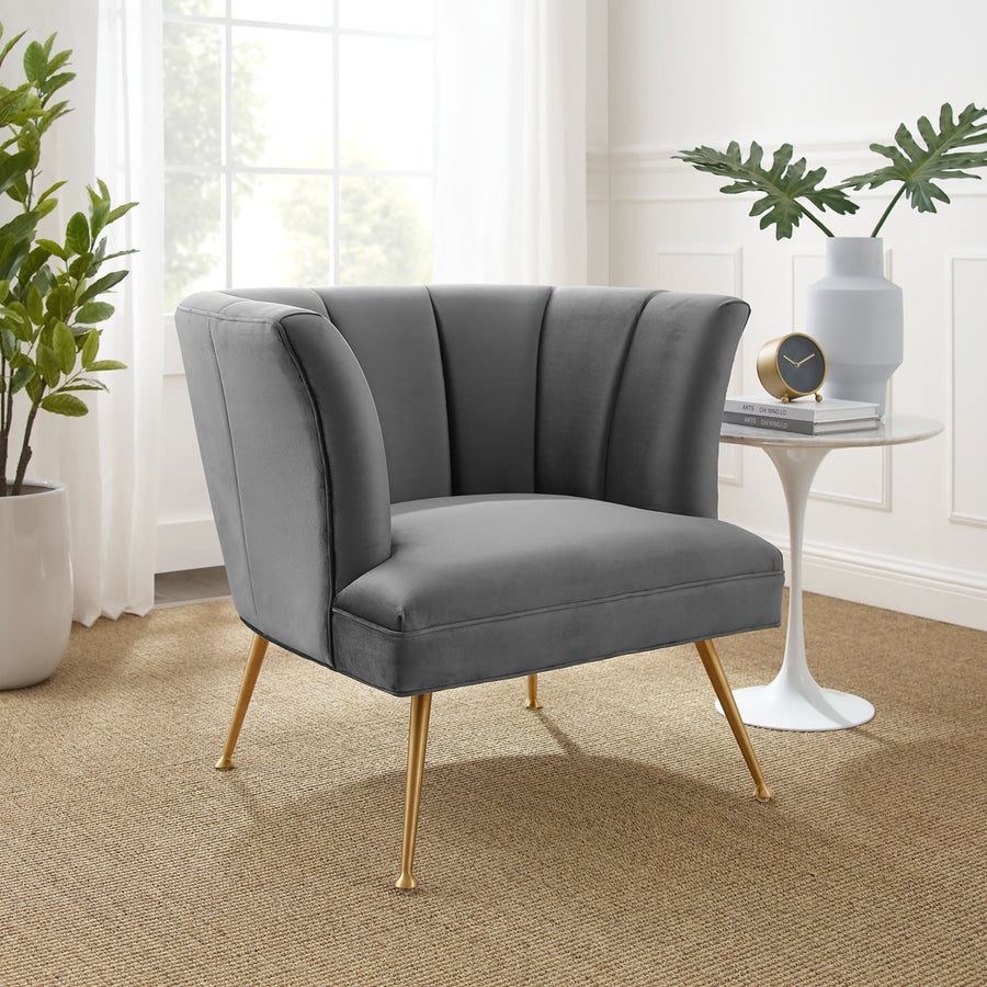 Veronica Channel Tufted Performance Velvet Armchair - Mid-Century Modern & Stain-Resistant