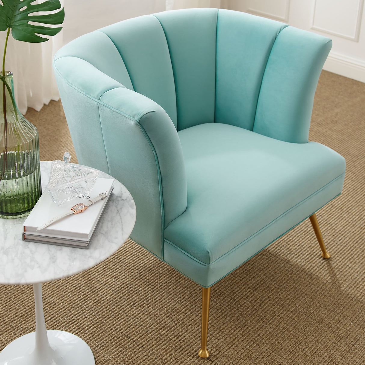 Veronica Channel Tufted Performance Velvet Armchair - Mid-Century Modern & Stain-Resistant