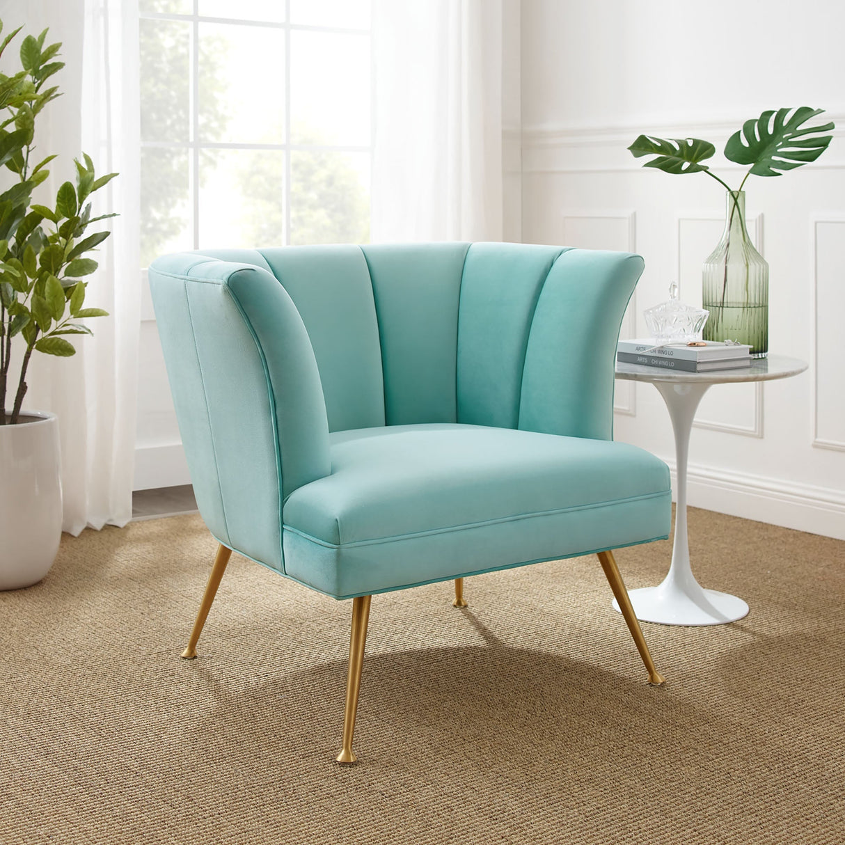 Veronica Channel Tufted Performance Velvet Armchair - Mid-Century Modern & Stain-Resistant