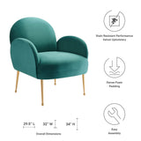 Transcend Performance Velvet Armchair - Mid-Century Modern & Stain-Resistant