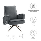 Superior Performance Velvet Swivel Chair - Mid-Century Modern & Stain-Resistant