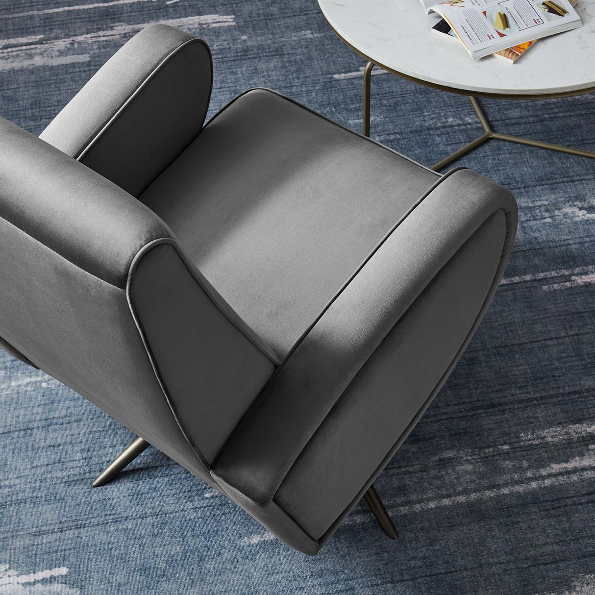 Superior Performance Velvet Swivel Chair - Mid-Century Modern & Stain-Resistant