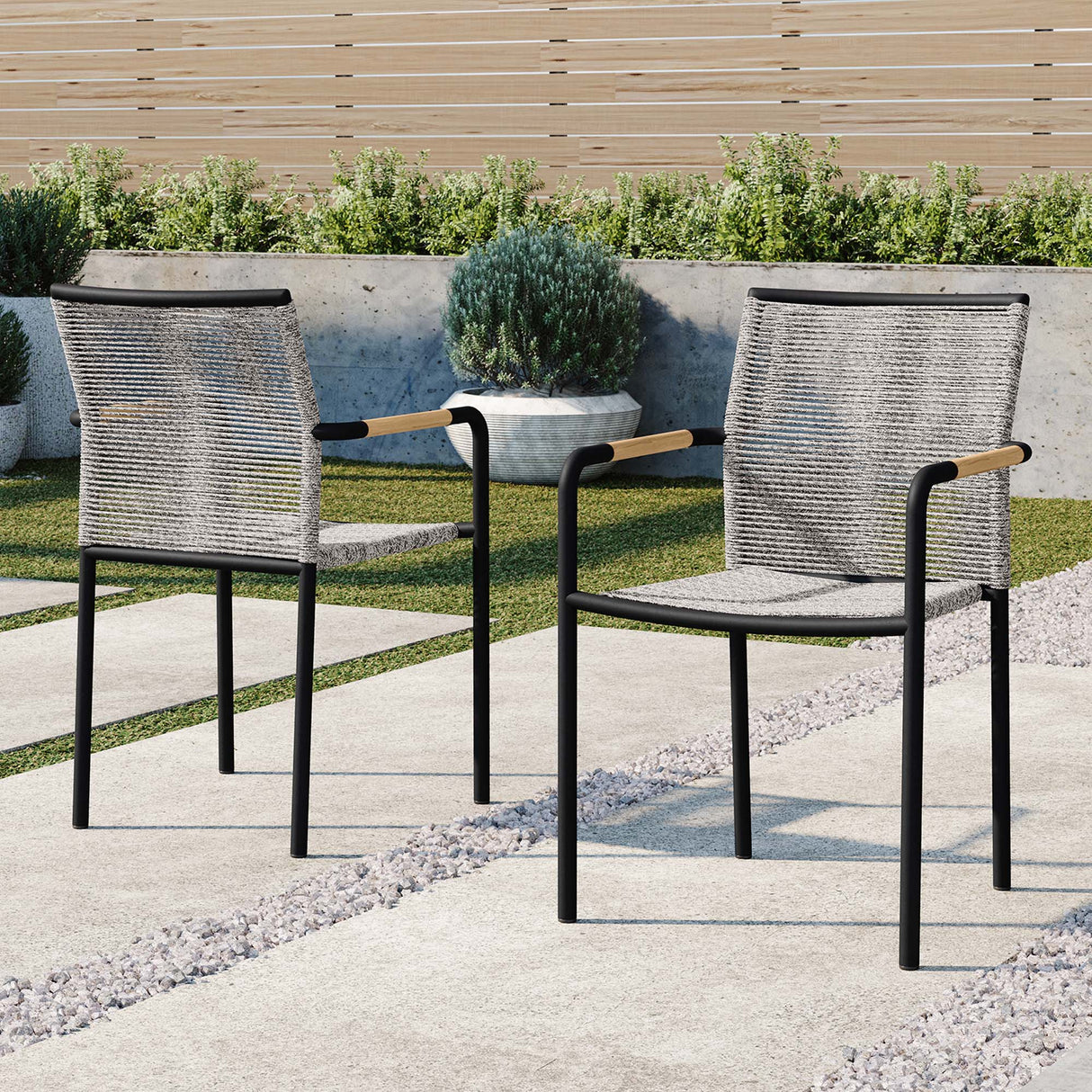 Serenity Modern Aluminum Outdoor Dining Armchairs Set of 2 - Contemporary & Weather-Resistant