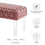 Prologue Woven Performance Velvet Ottoman - Mid-Century Modern & Clear Acrylic Legs