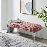 Prologue Woven Performance Velvet Ottoman - Mid-Century Modern & Clear Acrylic Legs