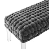 Prologue Woven Performance Velvet Ottoman - Mid-Century Modern & Clear Acrylic Legs