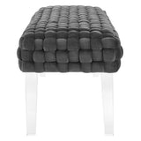 Prologue Woven Performance Velvet Ottoman - Mid-Century Modern & Clear Acrylic Legs