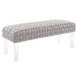 Prologue Woven Performance Velvet Ottoman - Mid-Century Modern & Clear Acrylic Legs