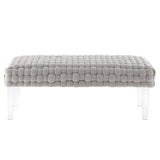 Prologue Woven Performance Velvet Ottoman - Mid-Century Modern & Clear Acrylic Legs