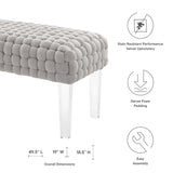 Prologue Woven Performance Velvet Ottoman - Mid-Century Modern & Clear Acrylic Legs