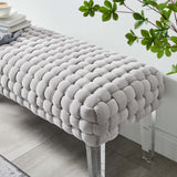 Prologue Woven Performance Velvet Ottoman - Mid-Century Modern & Clear Acrylic Legs