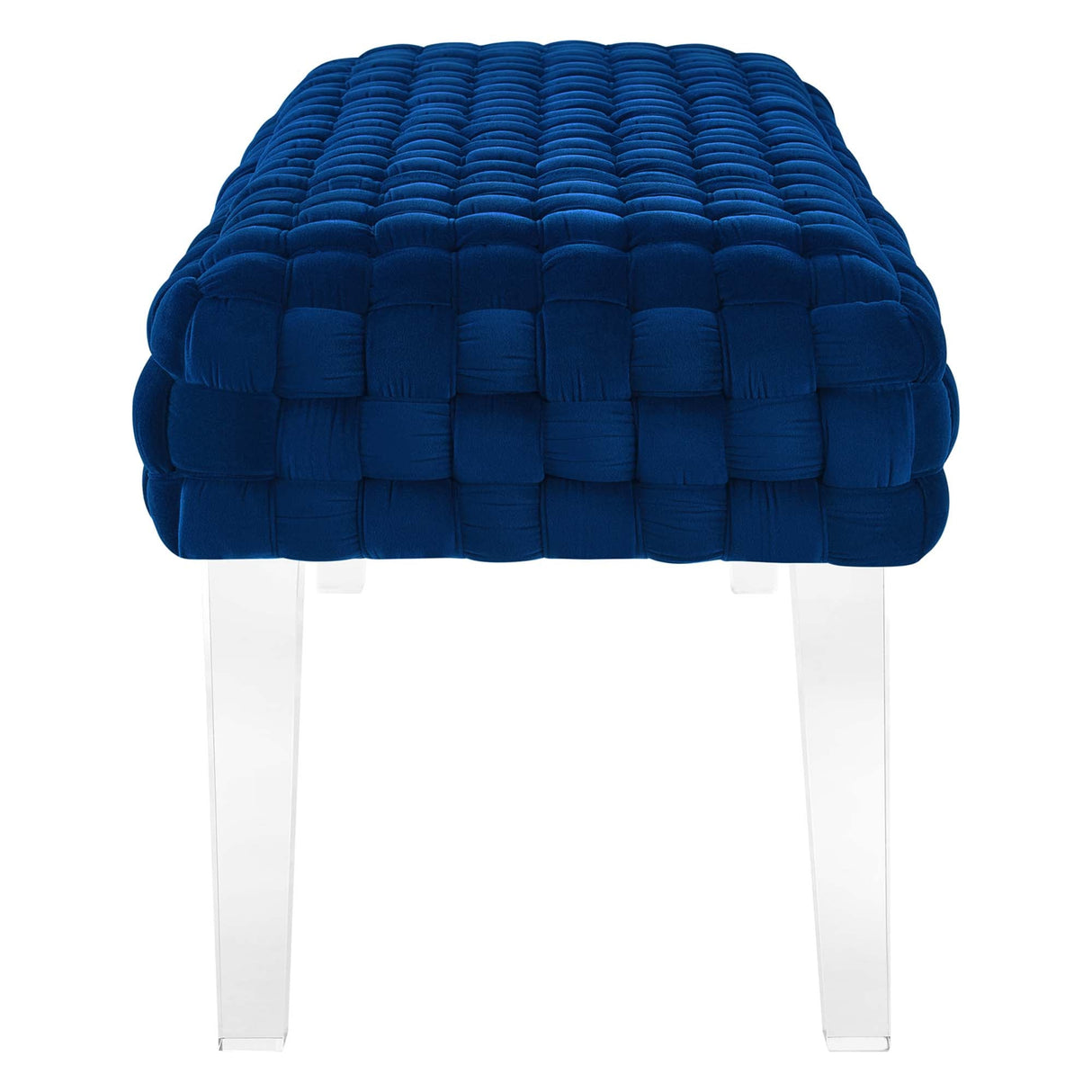 Prologue Woven Performance Velvet Ottoman - Mid-Century Modern & Clear Acrylic Legs