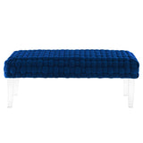 Prologue Woven Performance Velvet Ottoman - Mid-Century Modern & Clear Acrylic Legs