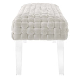 Prologue Woven Performance Velvet Ottoman - Mid-Century Modern & Clear Acrylic Legs