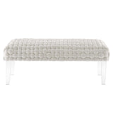 Prologue Woven Performance Velvet Ottoman - Mid-Century Modern & Clear Acrylic Legs