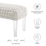 Prologue Woven Performance Velvet Ottoman - Mid-Century Modern & Clear Acrylic Legs