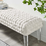 Prologue Woven Performance Velvet Ottoman - Mid-Century Modern & Clear Acrylic Legs