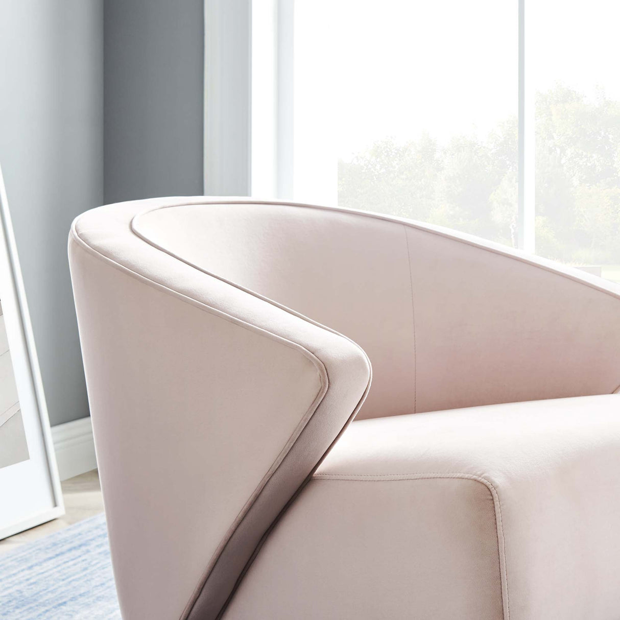 Odyssey Performance Velvet Armchair - Mid-Century Modern & Stain-Resistant
