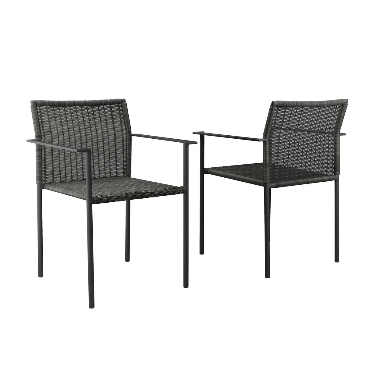 Lagoon Outdoor Patio Wicker Rattan Dining Armchairs Set of 2 - Modern & Weather-Resistant Backyard Seating