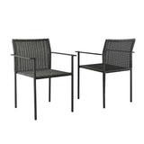Lagoon Outdoor Patio Wicker Rattan Dining Armchairs Set of 2 - Modern & Weather-Resistant Backyard Seating