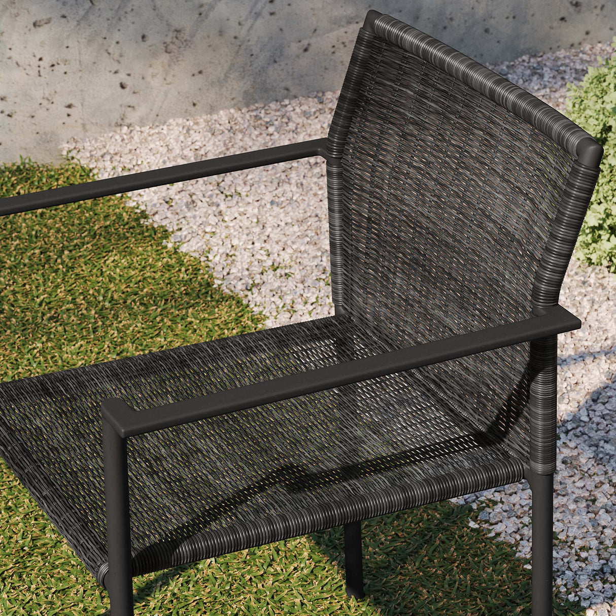 Lagoon Outdoor Patio Wicker Rattan Dining Armchairs Set of 2 - Modern & Weather-Resistant Backyard Seating