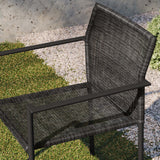 Lagoon Outdoor Patio Wicker Rattan Dining Armchairs Set of 2 - Modern & Weather-Resistant Backyard Seating