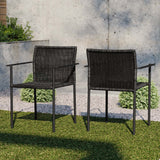 Lagoon Outdoor Patio Wicker Rattan Dining Armchairs Set of 2 - Modern & Weather-Resistant Backyard Seating