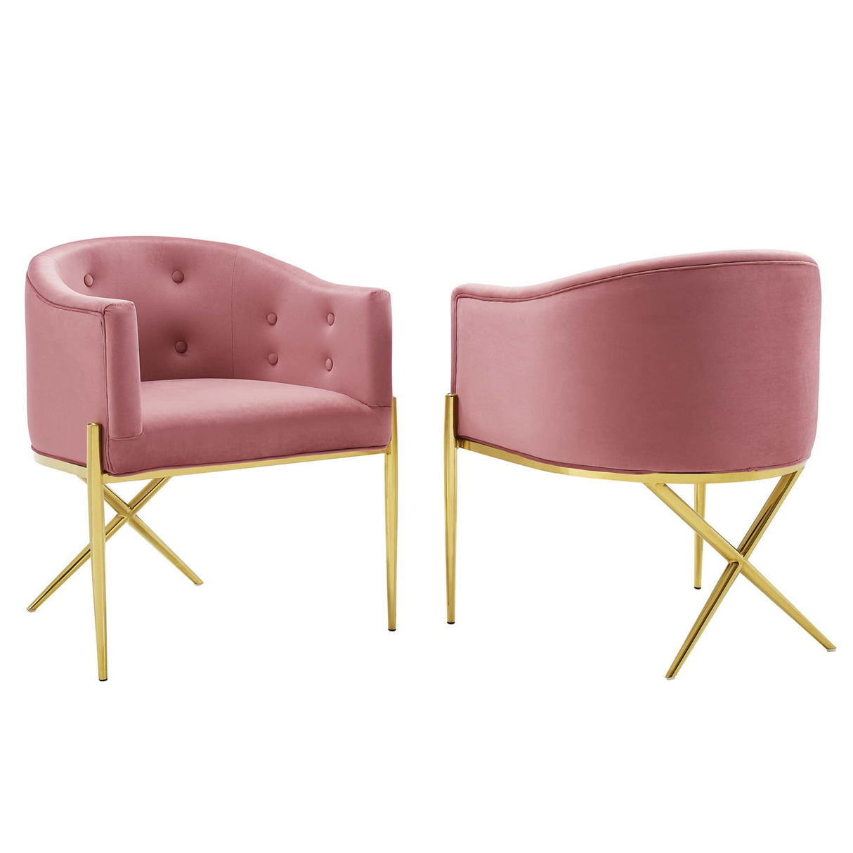 Savour Performance Velvet Accent Dining Armchair Set of 2 - Glam Deco & Stain-Resistant