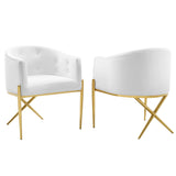 Savour Performance Velvet Accent Dining Armchair Set of 2 - Glam Deco & Stain-Resistant