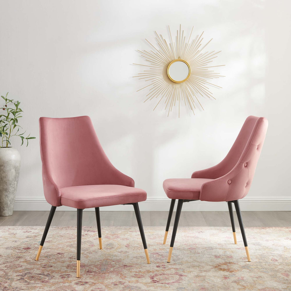 Adorn Dining Side Chair Performance Velvet Set of 2 - Modern Glam & Stain-Resistant
