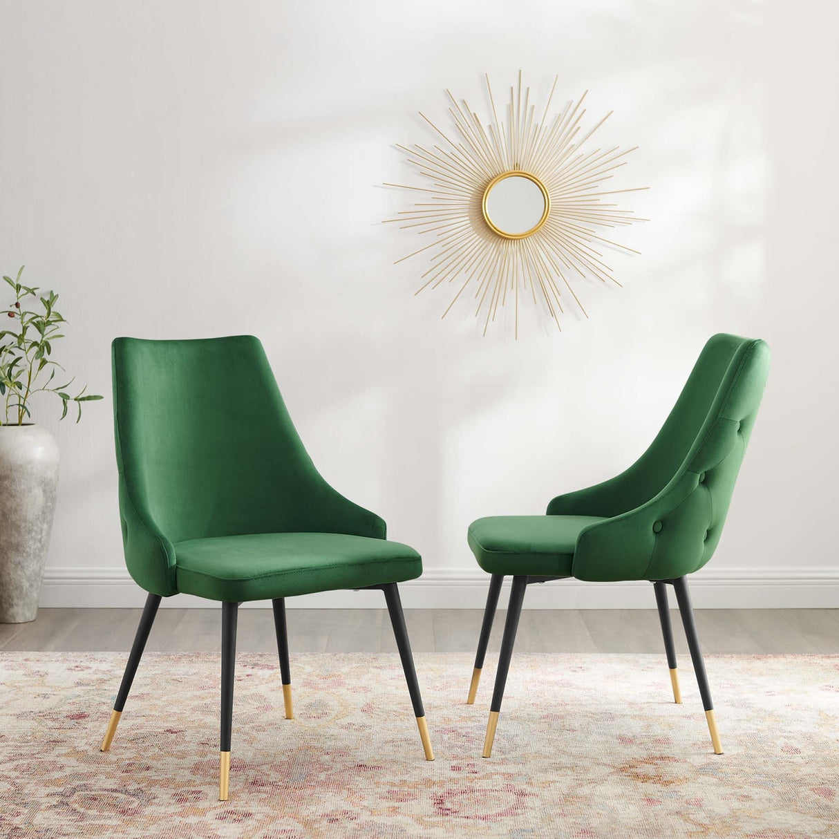 Adorn Dining Side Chair Performance Velvet Set of 2 - Modern Glam & Stain-Resistant