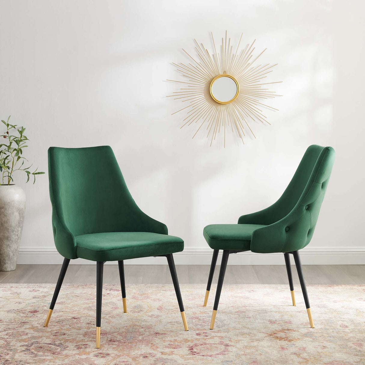 Adorn Dining Side Chair Performance Velvet Set of 2 - Modern Glam & Stain-Resistant