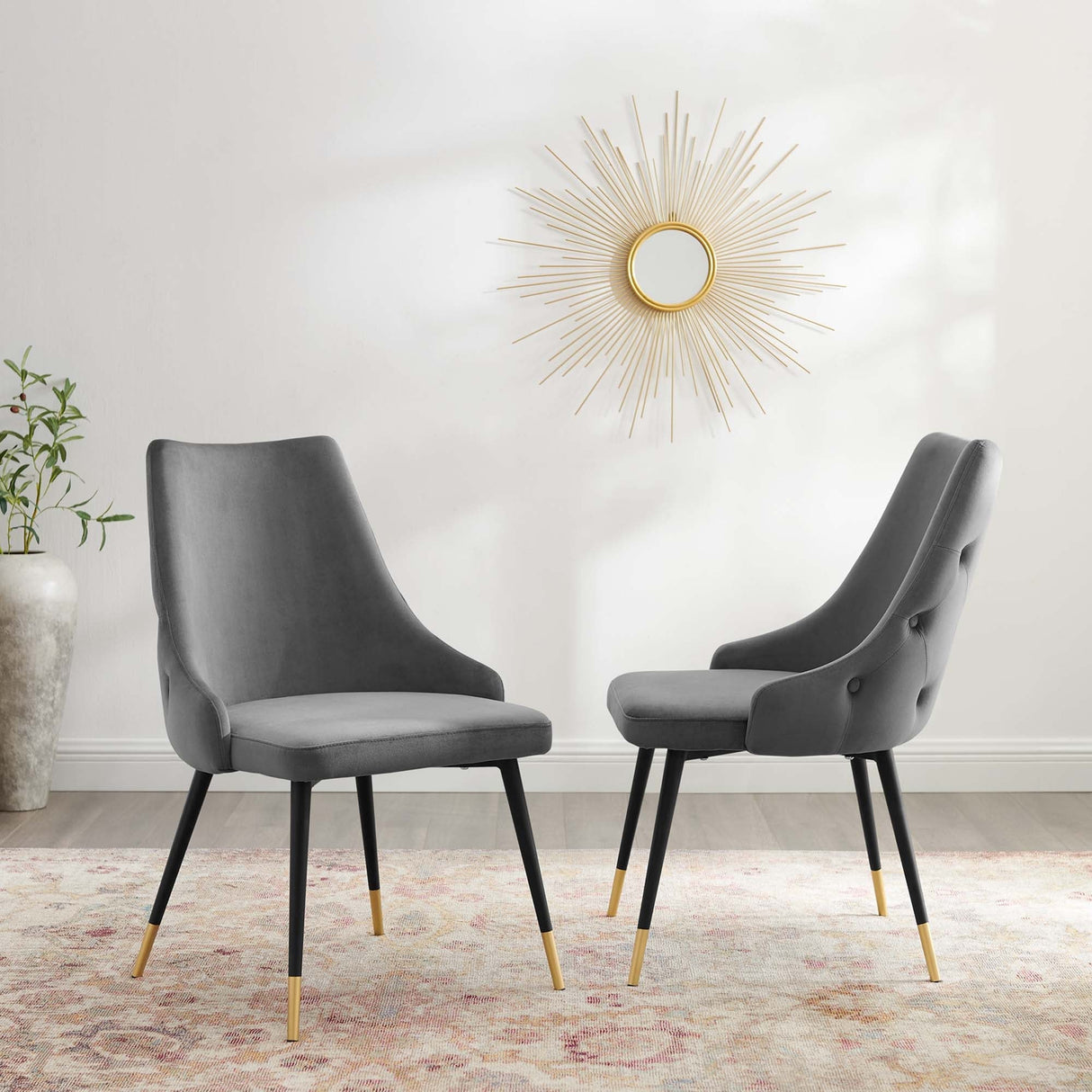 Adorn Dining Side Chair Performance Velvet Set of 2 - Modern Glam & Stain-Resistant