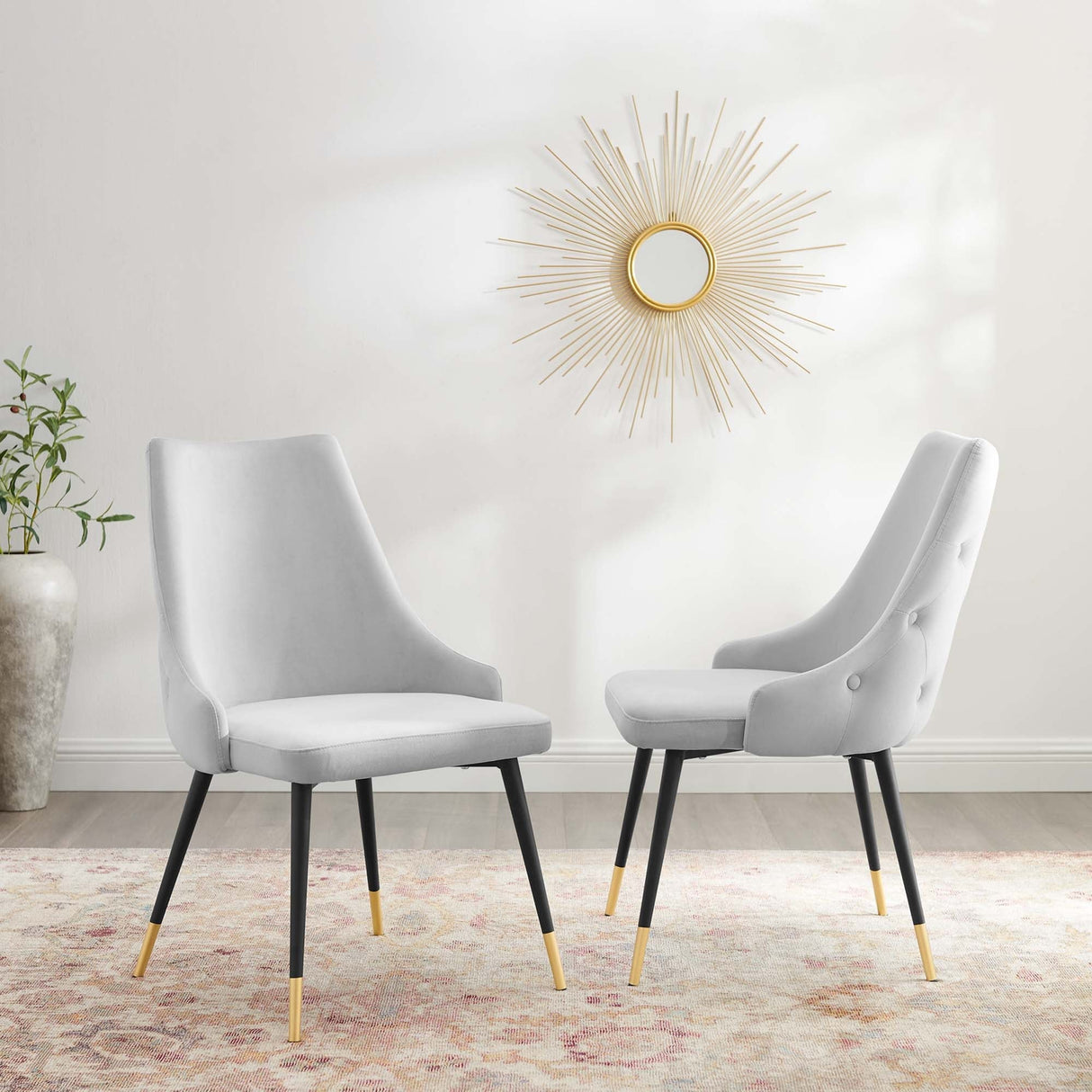 Adorn Dining Side Chair Performance Velvet Set of 2 - Modern Glam & Stain-Resistant