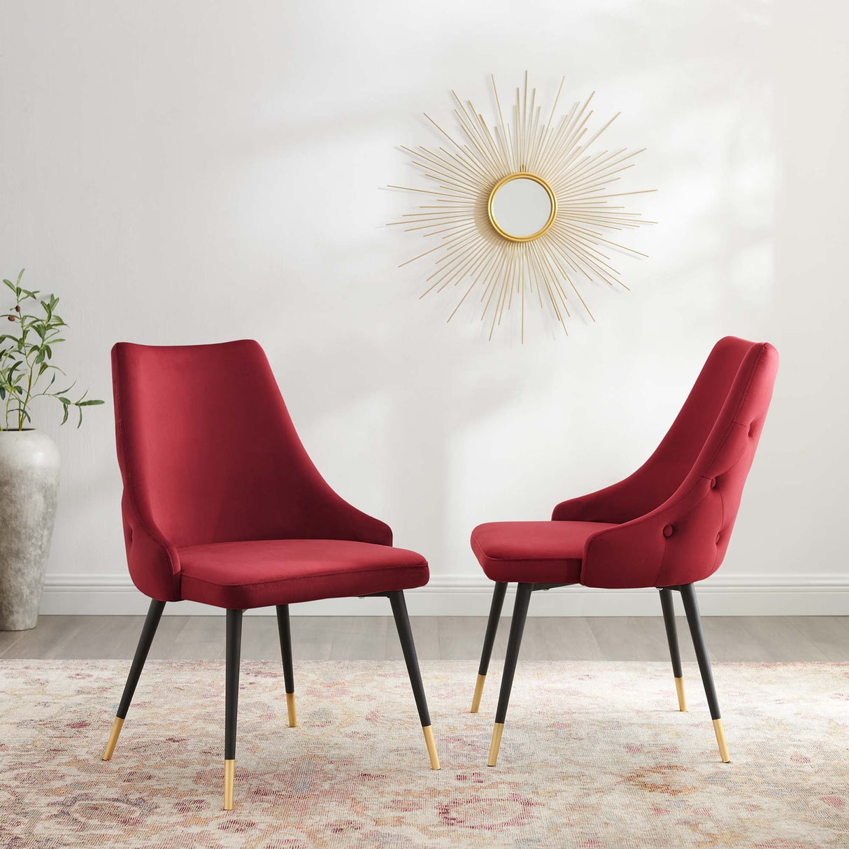 Adorn Dining Side Chair Performance Velvet Set of 2 - Modern Glam & Stain-Resistant