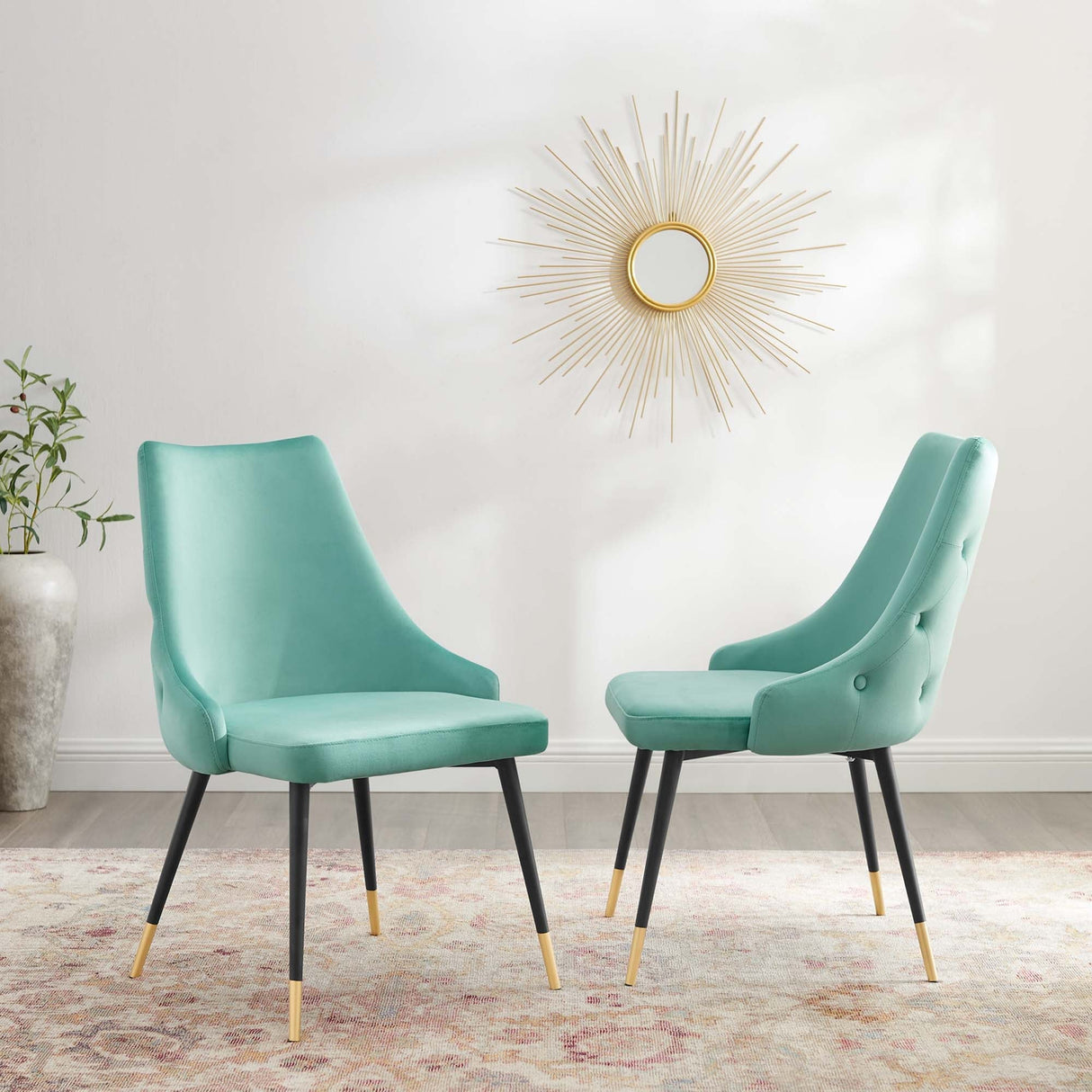 Adorn Dining Side Chair Performance Velvet Set of 2 - Modern Glam & Stain-Resistant
