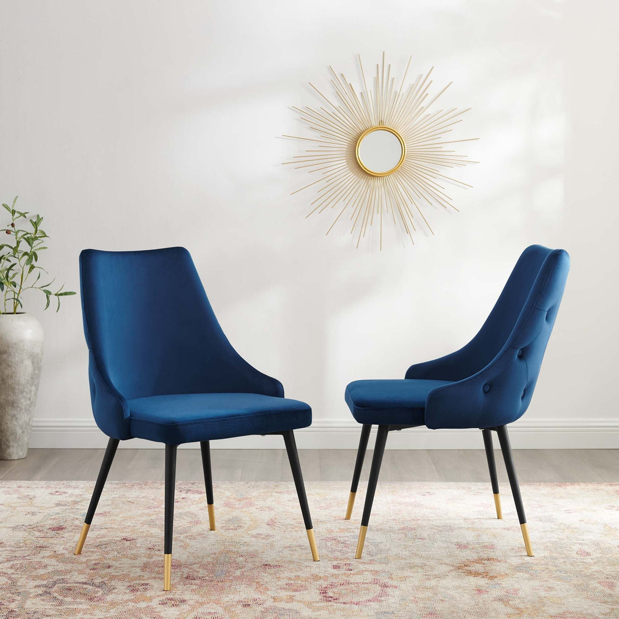 Adorn Dining Side Chair Performance Velvet Set of 2 - Modern Glam & Stain-Resistant