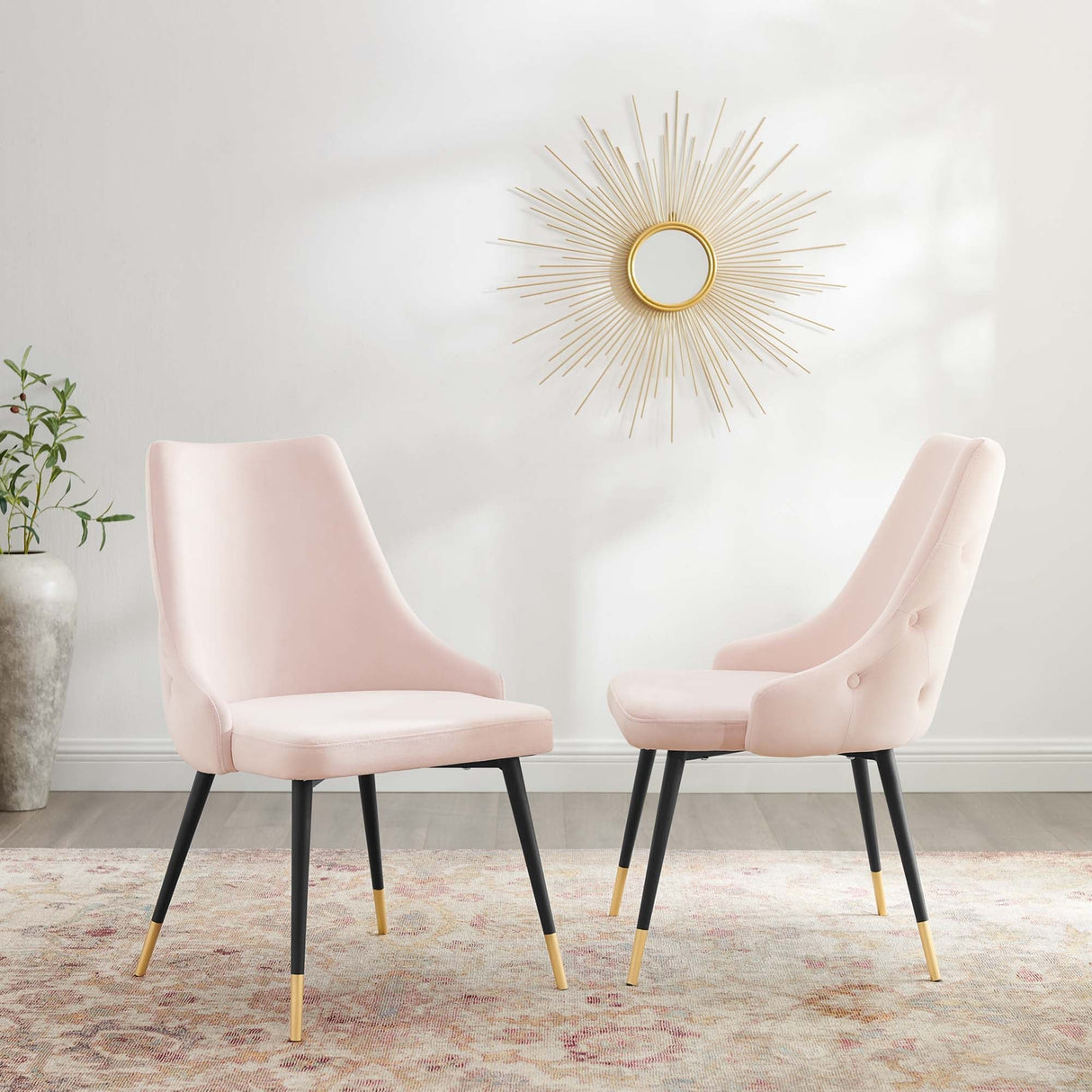 Adorn Dining Side Chair Performance Velvet Set of 2 - Modern Glam & Stain-Resistant