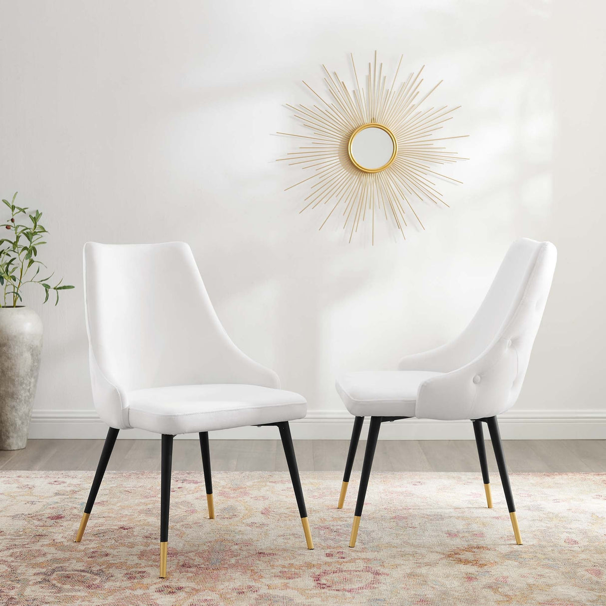 Adorn Dining Side Chair Performance Velvet Set of 2 - Modern Glam & Stain-Resistant