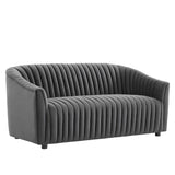 Announce Performance Velvet Channel Tufted Loveseat - Mid-Century Modern & Stain-Resistant