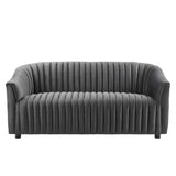 Announce Performance Velvet Channel Tufted Loveseat - Mid-Century Modern & Stain-Resistant